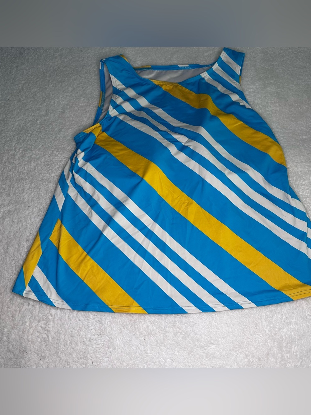 Lands' End Womens 18W Turquoise Stripe Bust Minimizer Tankini Swim Top Plus Size